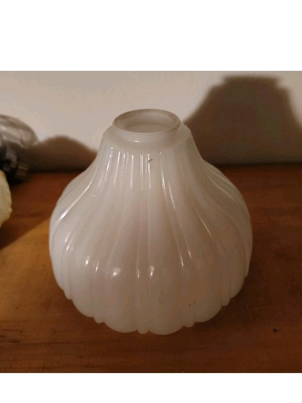 Classic White Glass Lamp Shade - Fluted Design
